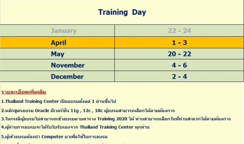 Thailand Training Center  เปิดอบรมหลักสูตร Develop PL/SQL Program Units ประจำปี 2563