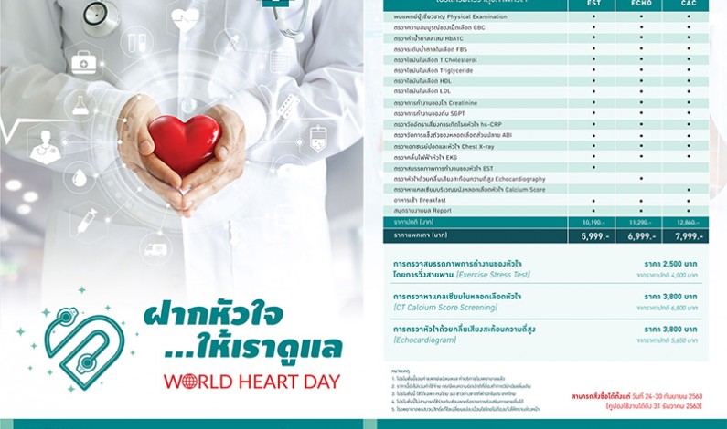 รพ.พระรามเก้า เปิดตัวแพ็กเกจตรวจสุขภาพหัวใจ เอาใจคนรักสุขภาพ เช็คลิสต์สุขภาพหัวใจครอบคลุมครบทุกด้าน เริ่มต้นเพียง 5,999 บาท